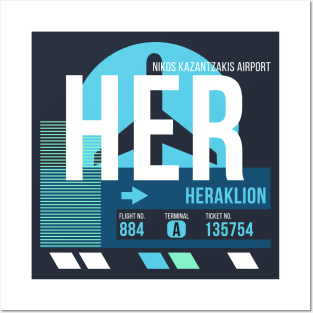 Heraklion (HER) Airport // Sunset Baggage Tag Posters and Art